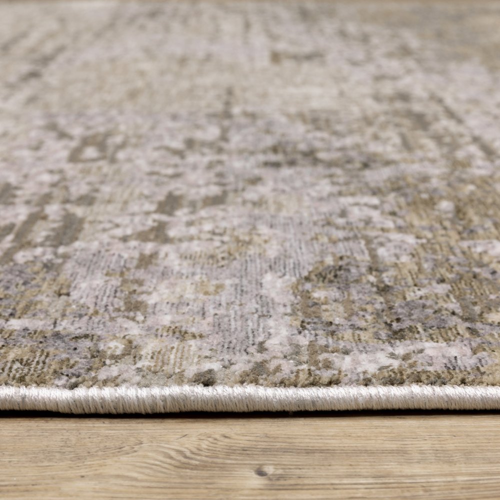 10' X 13' Beige And Gray Abstract Distressed Area Rug