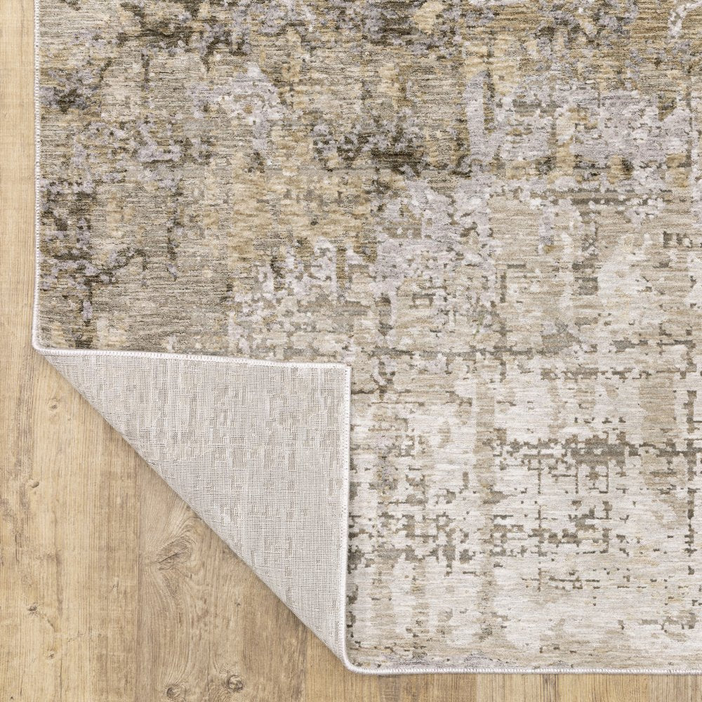 10' X 13' Beige And Gray Abstract Distressed Area Rug