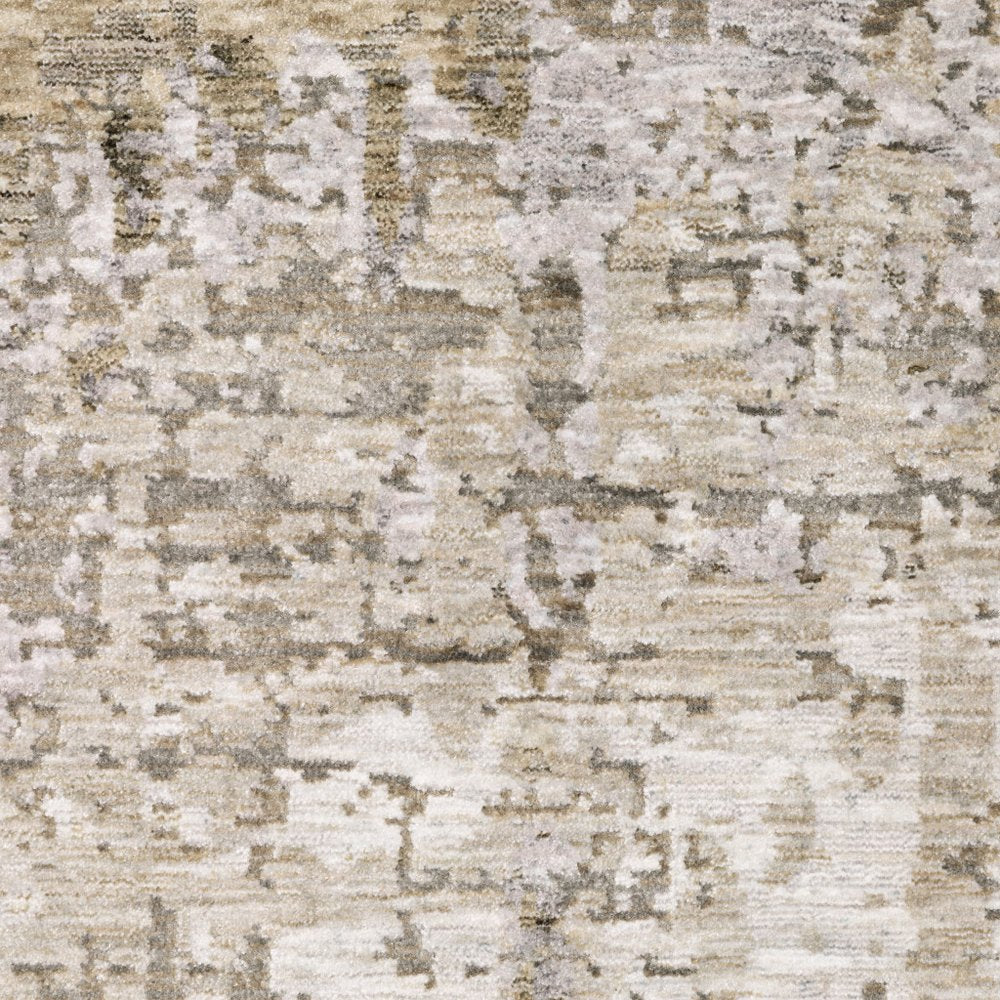 10' X 13' Beige And Gray Abstract Distressed Area Rug