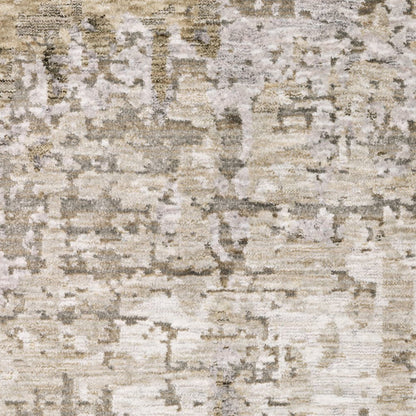 10' X 13' Beige And Gray Abstract Distressed Area Rug