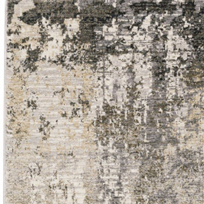 2' X 8' Beige Grey Ivory Tan And Brown Abstract Power Loom Stain Resistant Runner Rug