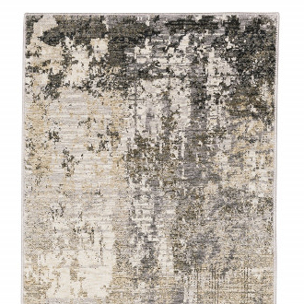 2' X 8' Beige Grey Ivory Tan And Brown Abstract Power Loom Stain Resistant Runner Rug