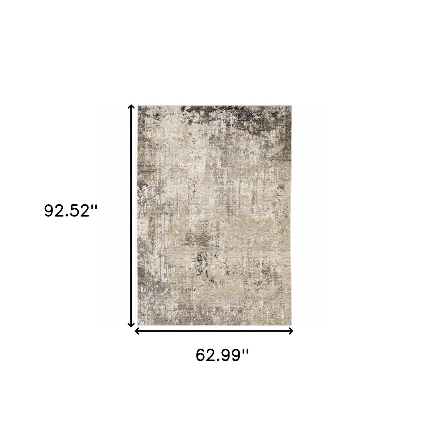 5' X 8' Beige Grey Ivory Tan And Brown Abstract Power Loom Stain Resistant Area Rug