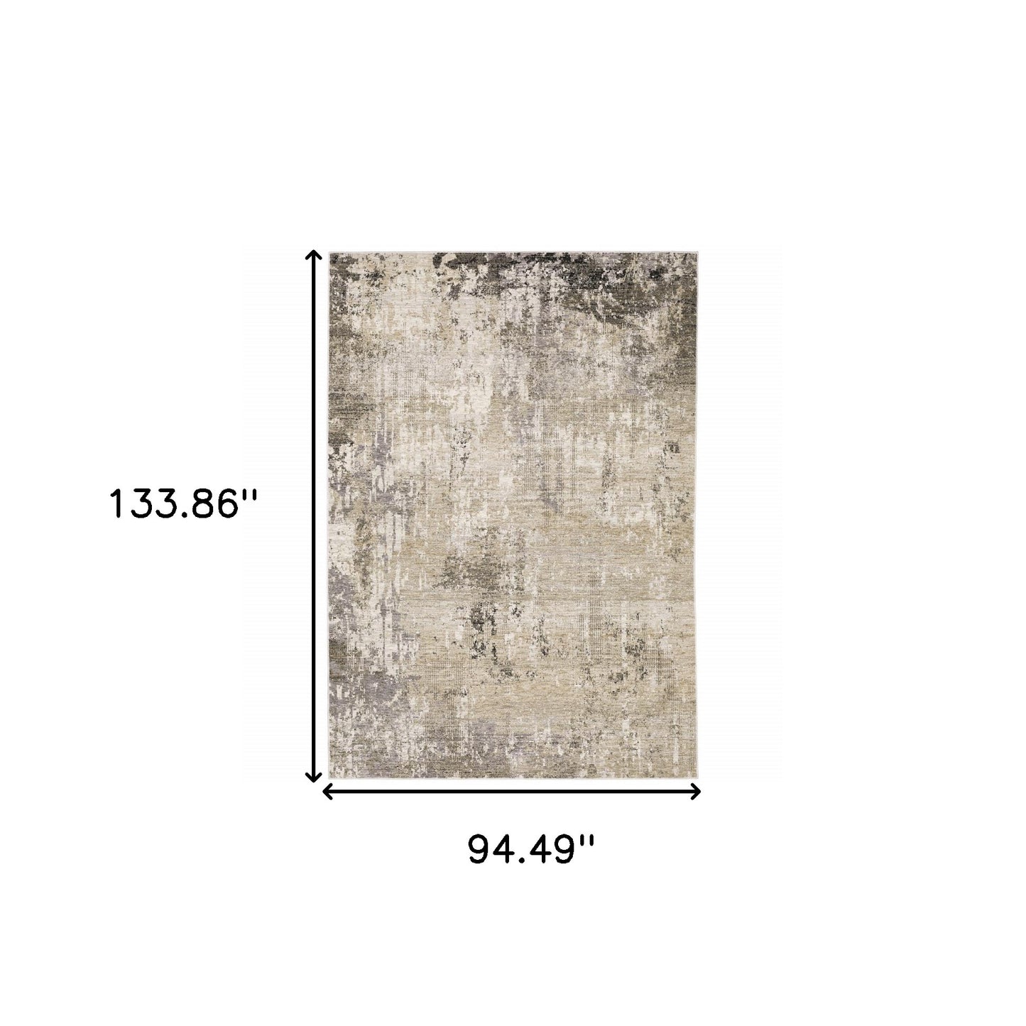 8' X 11' Beige Grey Ivory Tan And Brown Abstract Power Loom Stain Resistant Area Rug