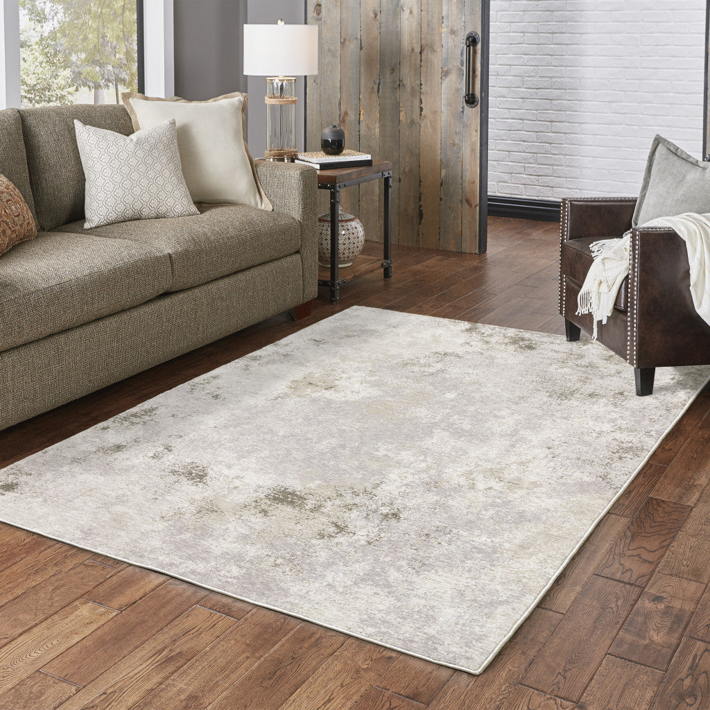 3' X 5' Beige Ivory Tan Grey And Brown Abstract Power Loom Stain Resistant Area Rug