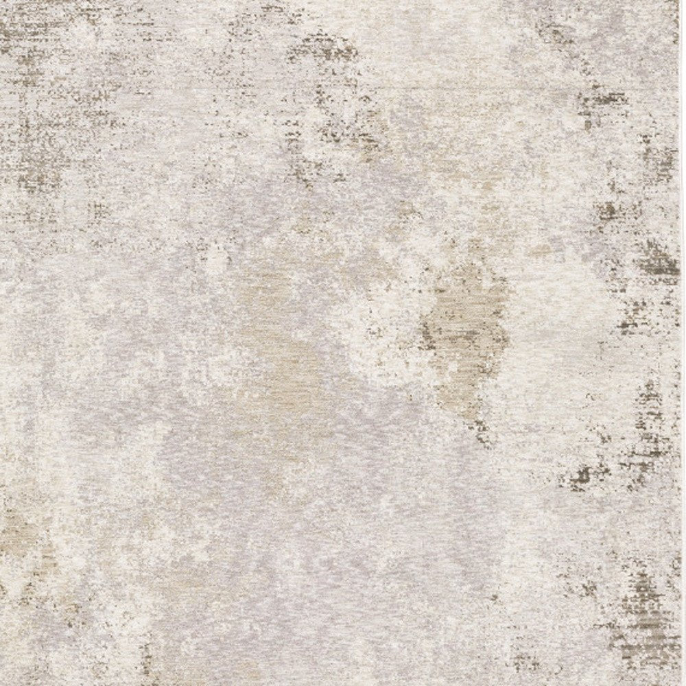 8' X 11' Ivory And Beige Abstract Distressed Area Rug