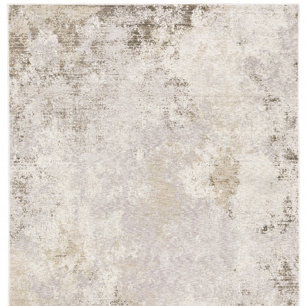 8' X 11' Ivory And Beige Abstract Distressed Area Rug