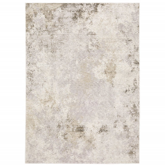 8' X 11' Ivory And Beige Abstract Distressed Area Rug