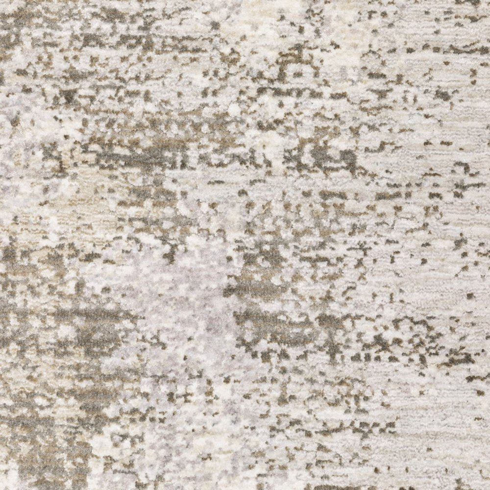 8' X 11' Ivory And Beige Abstract Distressed Area Rug