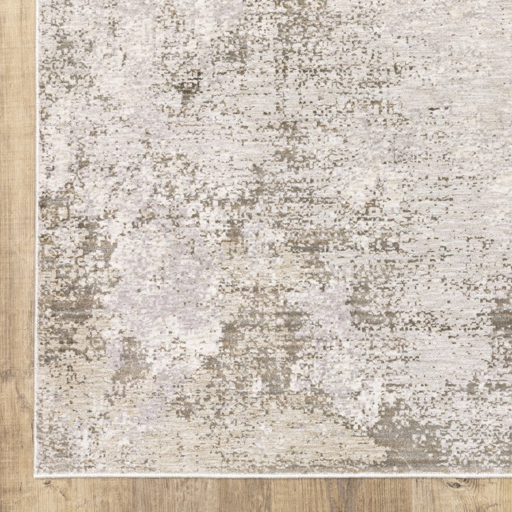 8' X 11' Ivory And Beige Abstract Distressed Area Rug