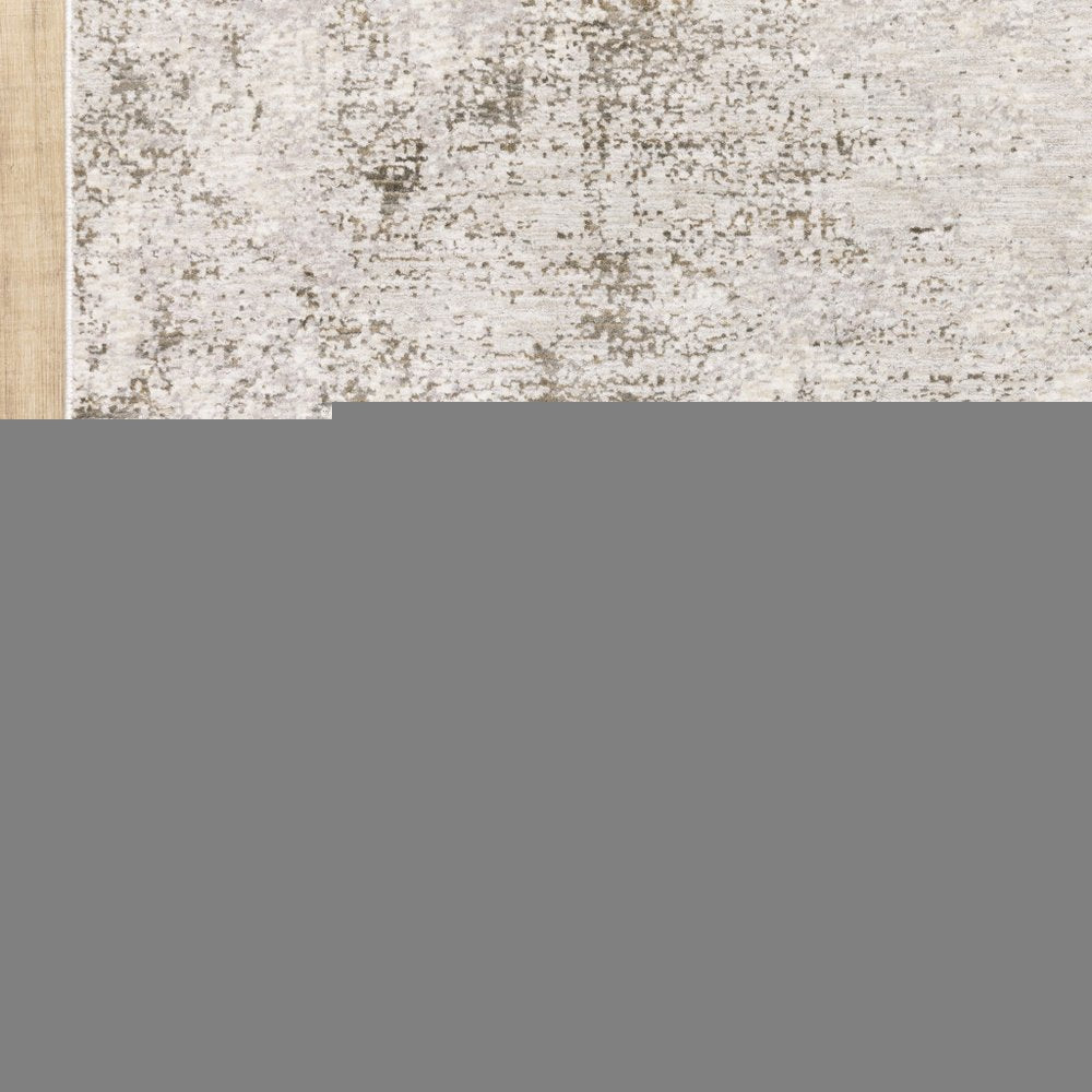 10' X 13' Beige Ivory Tan Grey And Brown Abstract Power Loom Stain Resistant Area Rug