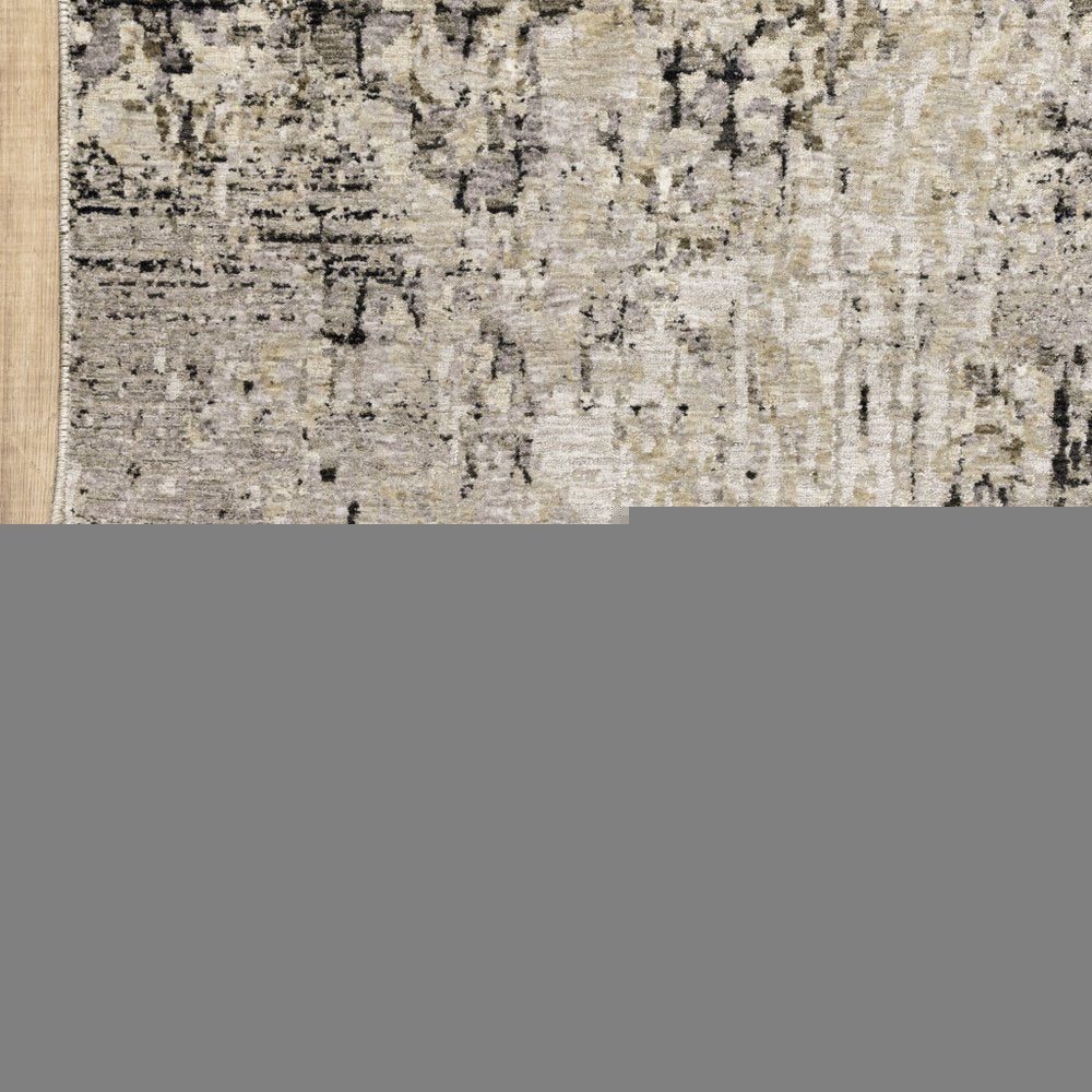 3' X 5' Grey Ivory Beige Charcoal Black Tan And Brown Abstract Power Loom Stain Resistant Area Rug
