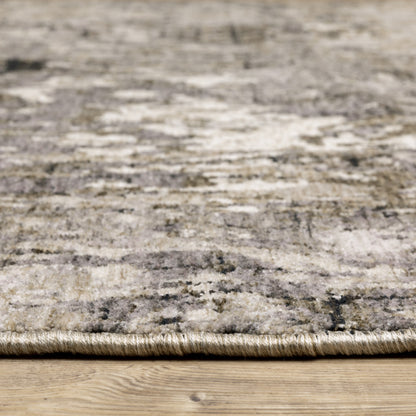 5' X 8' Grey Ivory Beige Charcoal Black Tan And Brown Abstract Power Loom Stain Resistant Area Rug