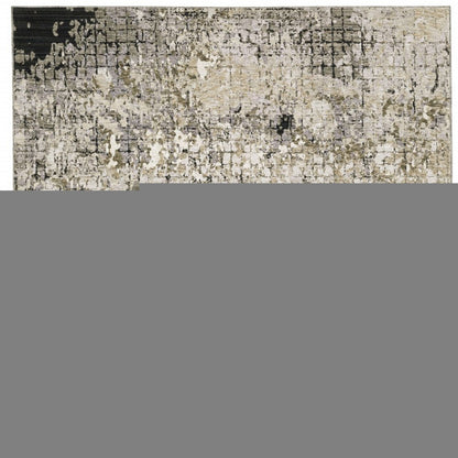 8' X 11' Grey Ivory Beige Charcoal Black Tan And Brown Abstract Power Loom Stain Resistant Area Rug