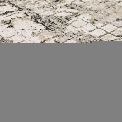 10' X 13' Grey Ivory Beige Charcoal Black Tan And Brown Abstract Power Loom Stain Resistant Area Rug
