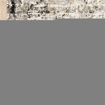 7' X 10' Gray And Beige Abstract Distressed Area Rug