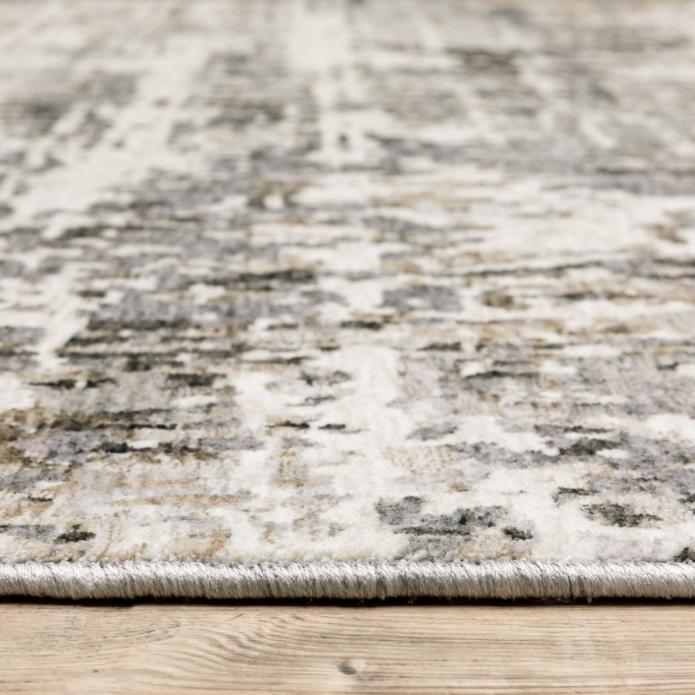 8' X 11' Gray And Beige Abstract Distressed Area Rug