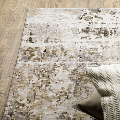 8' X 11' Gray And Beige Abstract Distressed Area Rug