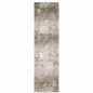 2' X 8' Ivory Grey Tan Brown And Beige Abstract Power Loom Stain Resistant Runner Rug