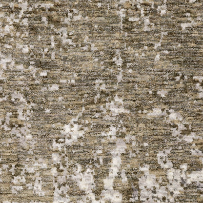 2' X 8' Ivory Grey Tan Brown And Beige Abstract Power Loom Stain Resistant Runner Rug