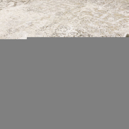 2' X 8' Ivory Grey Tan Brown And Beige Abstract Power Loom Stain Resistant Runner Rug