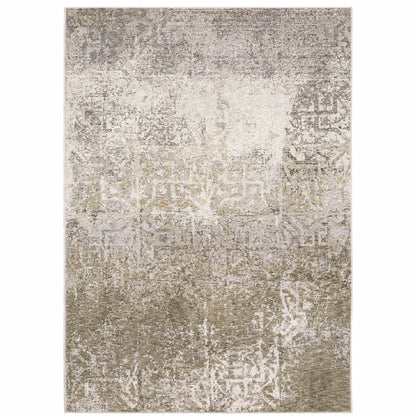 5' X 8' Ivory Grey Tan Brown And Beige Abstract Power Loom Stain Resistant Area Rug