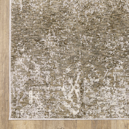 5' X 8' Ivory Grey Tan Brown And Beige Abstract Power Loom Stain Resistant Area Rug