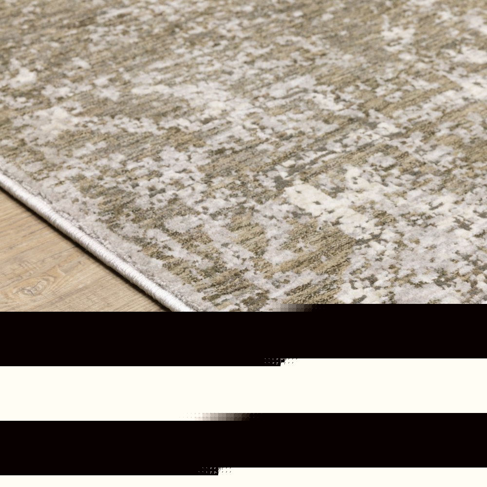6' X 9' Ivory Grey Tan Brown And Beige Abstract Power Loom Stain Resistant Area Rug