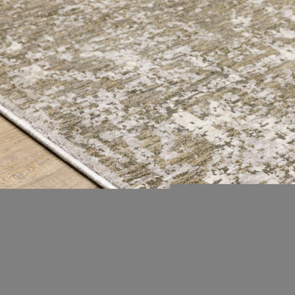 6' X 9' Ivory Grey Tan Brown And Beige Abstract Power Loom Stain Resistant Area Rug