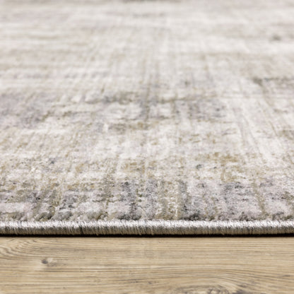 2' X 8' Grey Beige Charcoal Brown Tan And Ivory Abstract Power Loom Stain Resistant Runner Rug