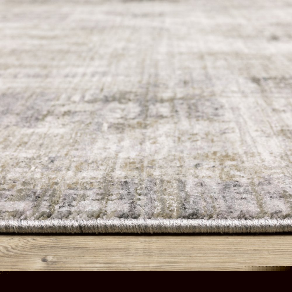 8' Gray And Beige Abstract Distressed Runner Rug