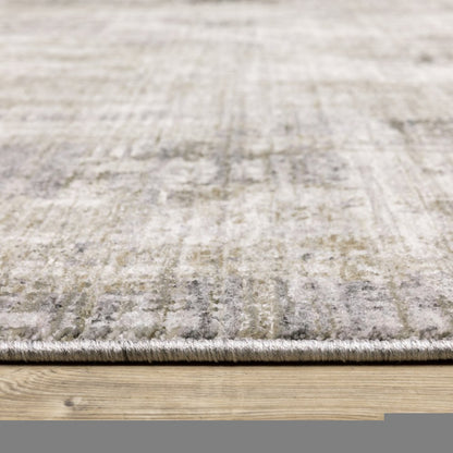 8' Gray And Beige Abstract Distressed Runner Rug