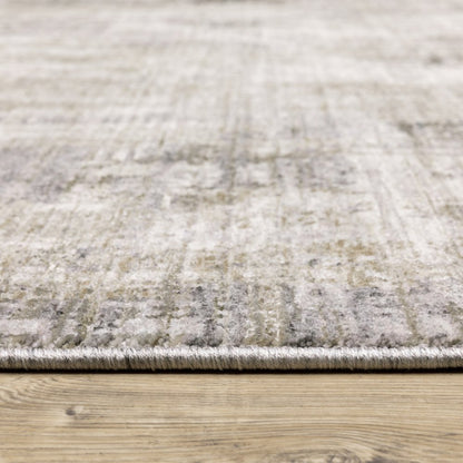 8' Gray And Beige Abstract Distressed Runner Rug