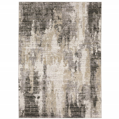5' X 8' Gray And Beige Abstract Distressed Area Rug