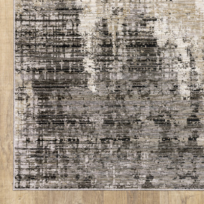 5' X 8' Grey Beige Charcoal Brown Tan And Ivory Abstract Power Loom Stain Resistant Area Rug