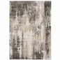 6' X 9' Grey Beige Charcoal Brown Tan And Ivory Abstract Power Loom Stain Resistant Area Rug