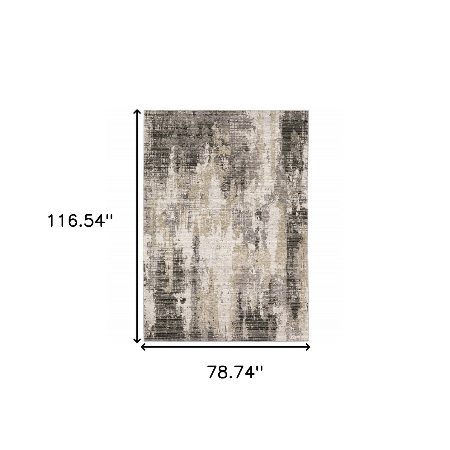 6' X 9' Grey Beige Charcoal Brown Tan And Ivory Abstract Power Loom Stain Resistant Area Rug