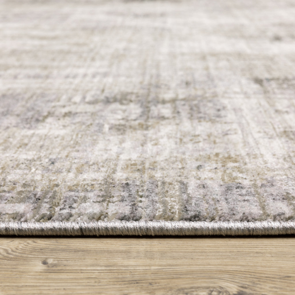 8' X 11' Grey Beige Charcoal Brown Tan And Ivory Abstract Power Loom Stain Resistant Area Rug