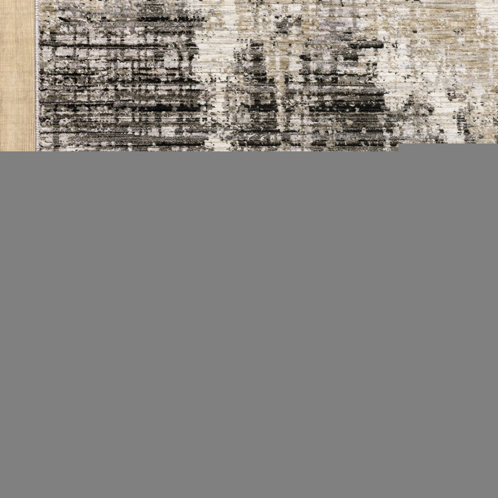10' X 13' Gray And Ivory Abstract Power Loom Area Rug