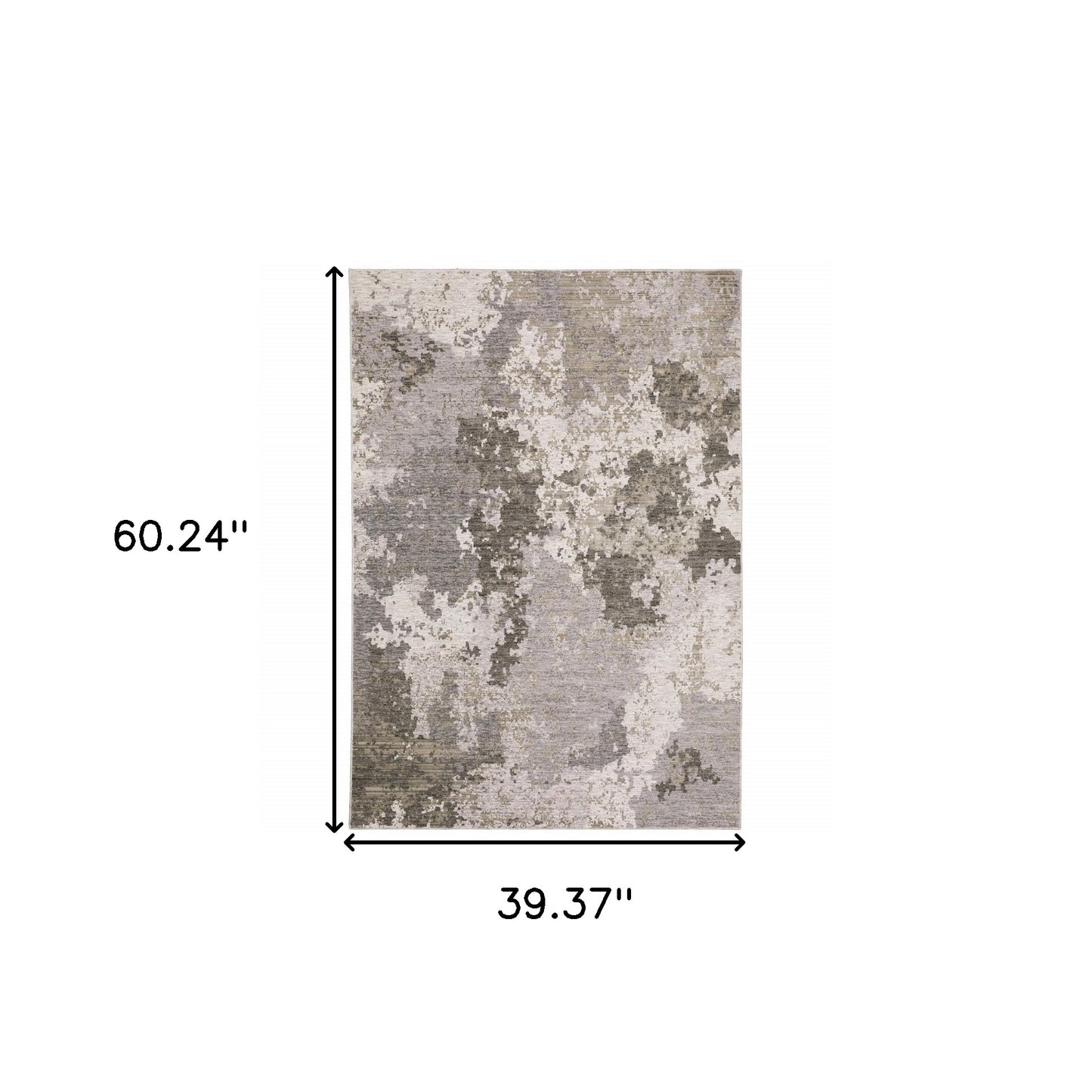 3' X 5' Grey Ivory Beige Tan Brown And Black Abstract Power Loom Stain Resistant Area Rug