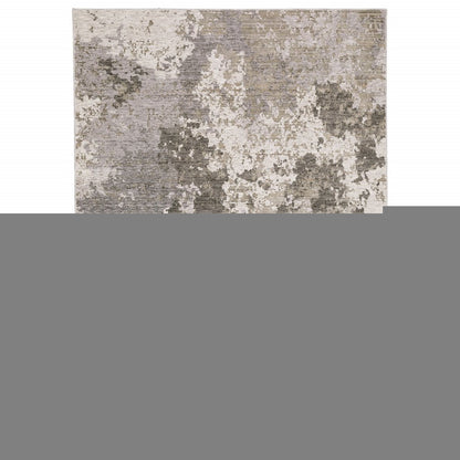 5' X 8' Grey Ivory Beige Tan Brown And Black Abstract Power Loom Stain Resistant Area Rug