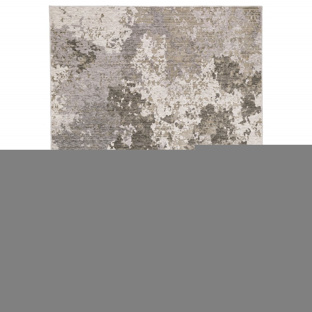 8' X 11' Gray And Ivory Abstract Distressed Area Rug