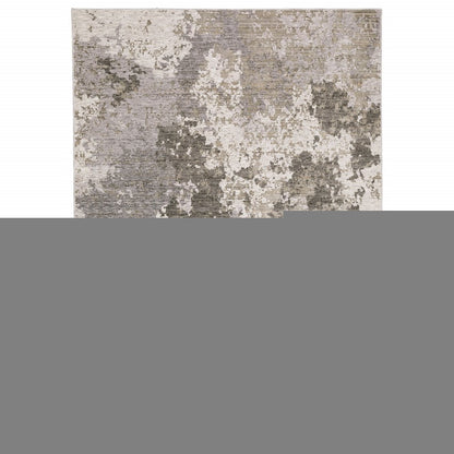 8' X 11' Gray And Ivory Abstract Distressed Area Rug