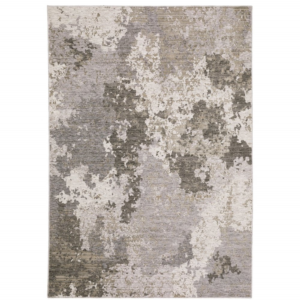 8' X 11' Gray And Ivory Abstract Distressed Area Rug