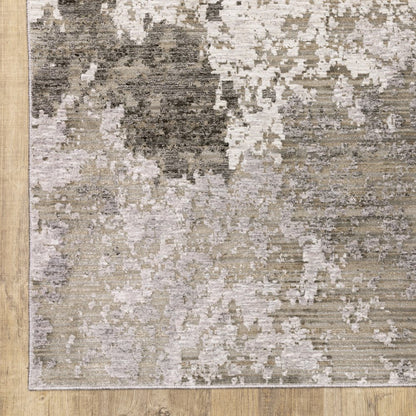 8' X 11' Gray And Ivory Abstract Distressed Area Rug