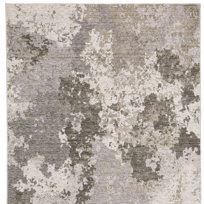 10' X 13' Grey Ivory Beige Tan Brown And Black Abstract Power Loom Stain Resistant Area Rug