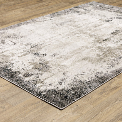 5' X 8' Grey Ivory Charcoal Tan Black And Beige Abstract Power Loom Stain Resistant Area Rug