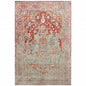 10' X 13' Grey And Orange Oriental Power Loom Stain Resistant Area Rug