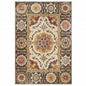 10' X 13' Ivory And Brown Oriental Power Loom Stain Resistant Area Rug