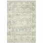 8' X 10' Green And Ivory Oriental Power Loom Stain Resistant Area Rug